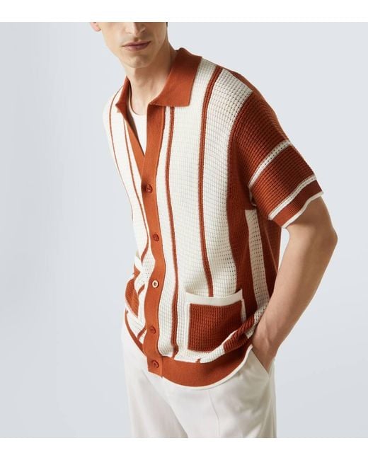 Frescobol Carioca Red Fabricio Crochet Cotton Shirt for men