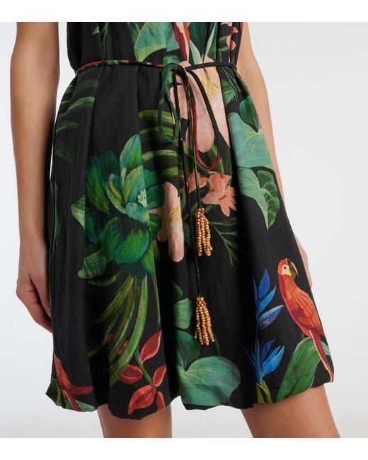 Farm Rio Green Minikleid Aus Einem Leinengemisch