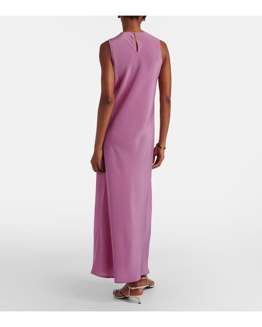 Asceno Purple Valencia Silk Crepe Maxi Dress