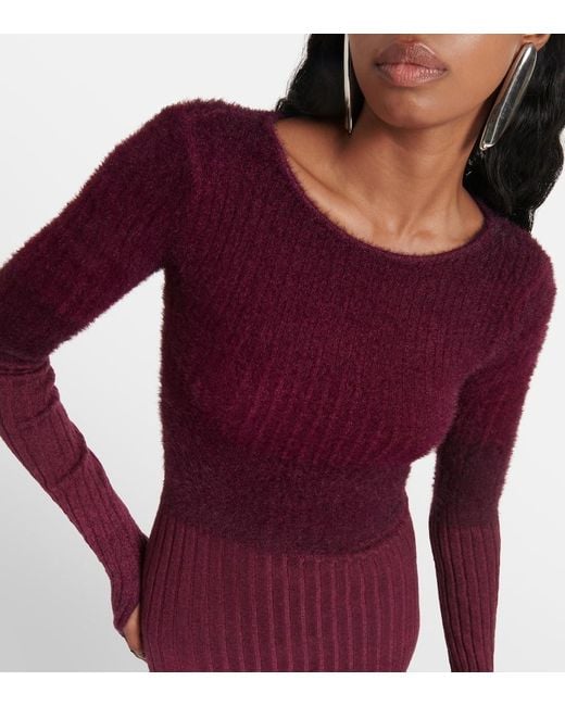 The Attico Purple Ribbed Midi Dress