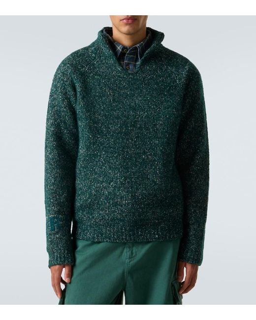 ERL Green Alpaca, Wool, And Cotton-Blend Sweater for men