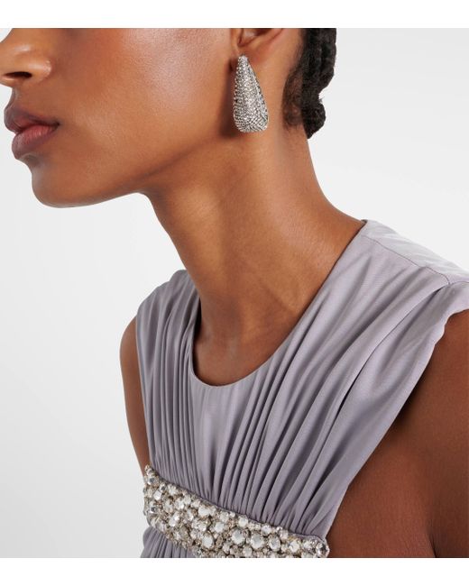 Alexander McQueen White Crystal-embellished Drop Earrings
