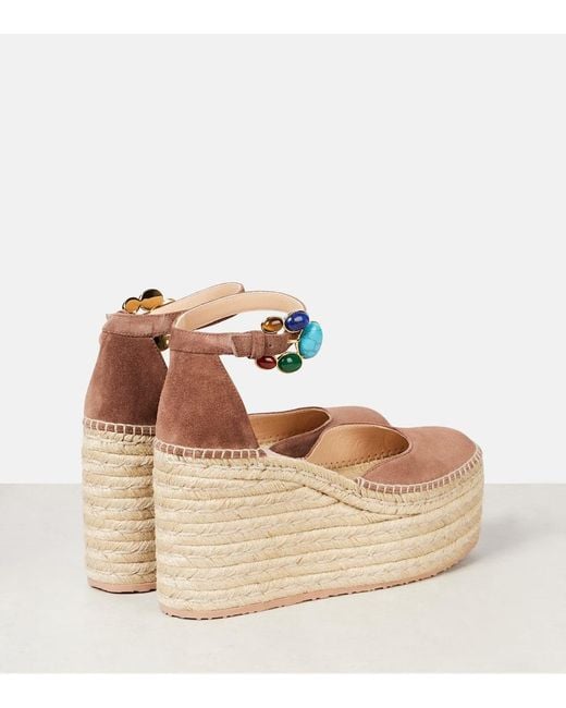Gianvito Rossi Metallic Espadrille-Wedges Shanti 100 Aus Veloursleder