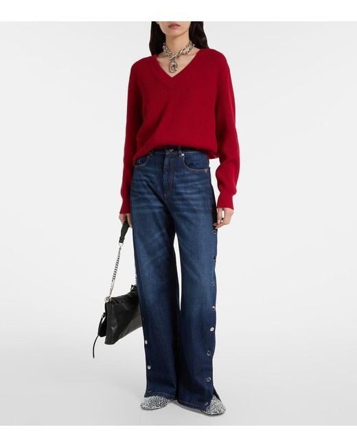 Sportmax Blue High-Rise Wide-Leg Jeans