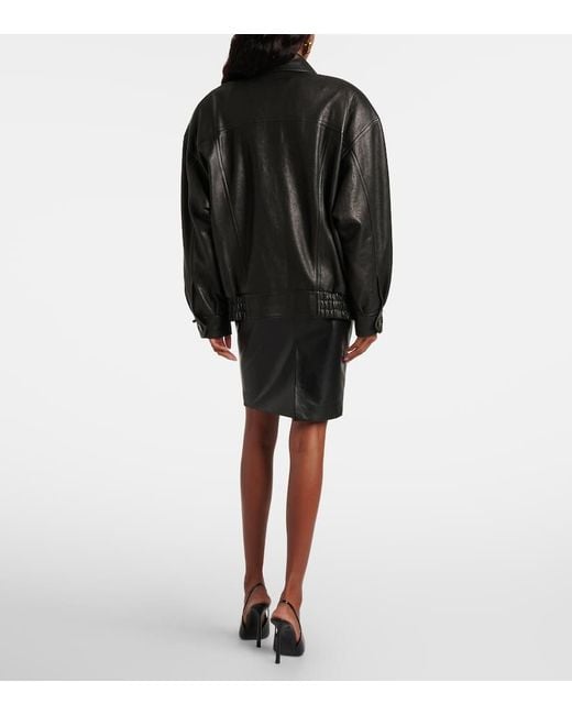 Saint Laurent Black Oversize-Lederjacke