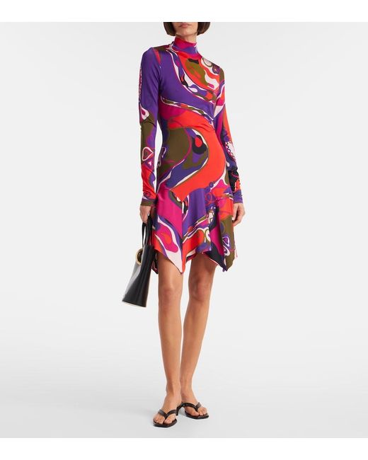 Emilio Pucci Red Orchidee Jersey Minidress