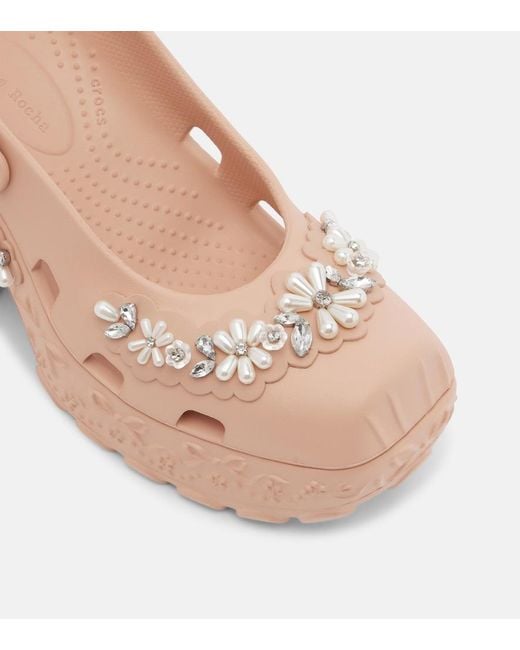 Simone Rocha Pink X Crocs Embellished Slingback Pumps