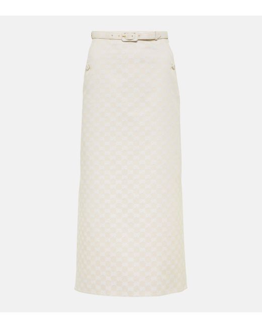 Gucci White GG Gabardine Midi Skirt