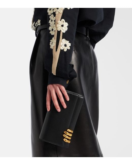 Khaite Black Hand Leather Clutch