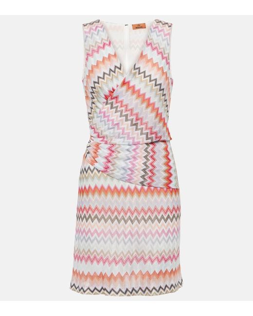 Vestido corto de algodon en zigzag Missoni de color Multicolor