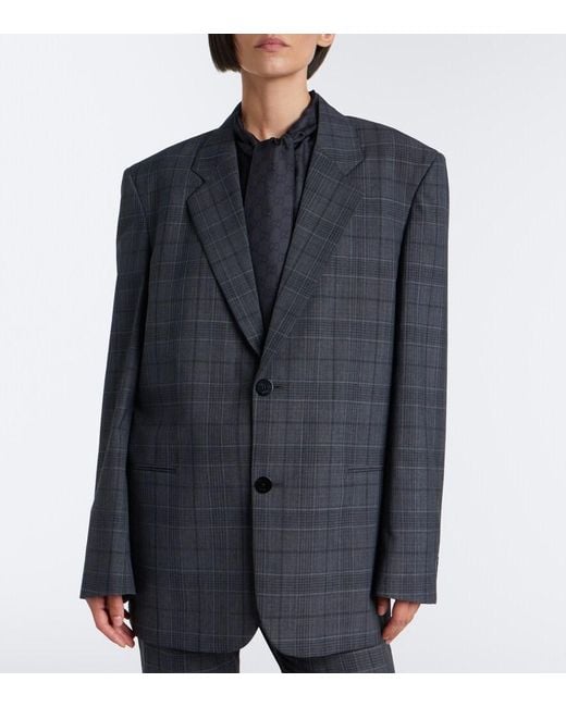 Gucci Black Oversized Checked Wool Blazer