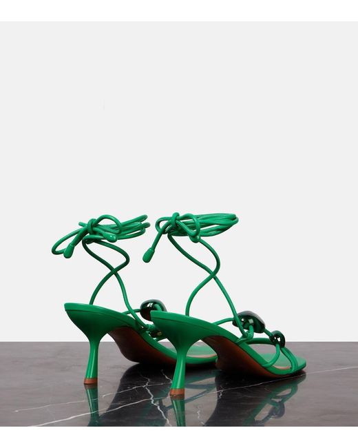 Zimmermann Green Gleam 65 Embellished Leather Sandals