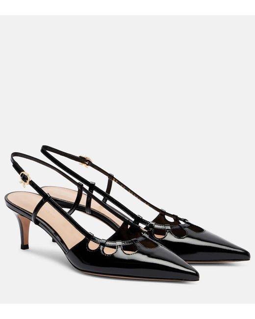 Gianvito Rossi Black Pointy 55 Patent Leather Slingback Pumps