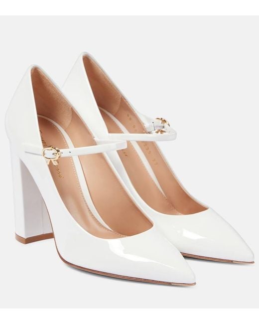 Gianvito Rossi 100 Patent Leather Mary Jane Pumps in White | Lyst