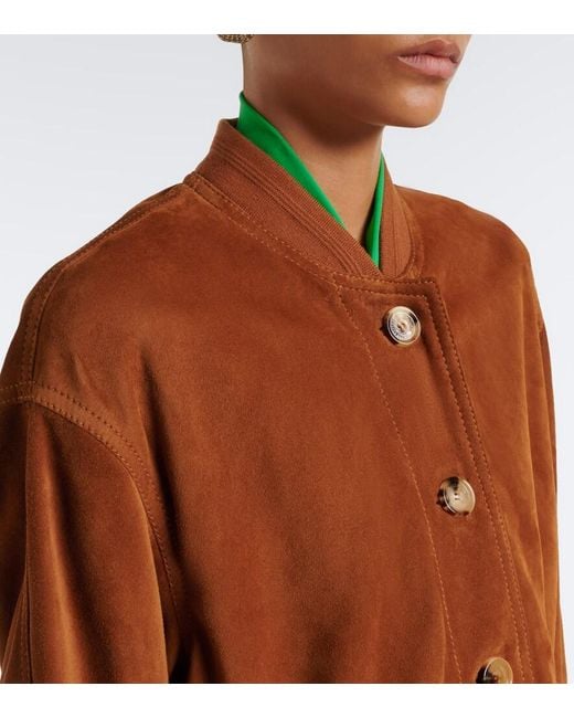 Valentino Brown Caban Suede Bomber Jacket
