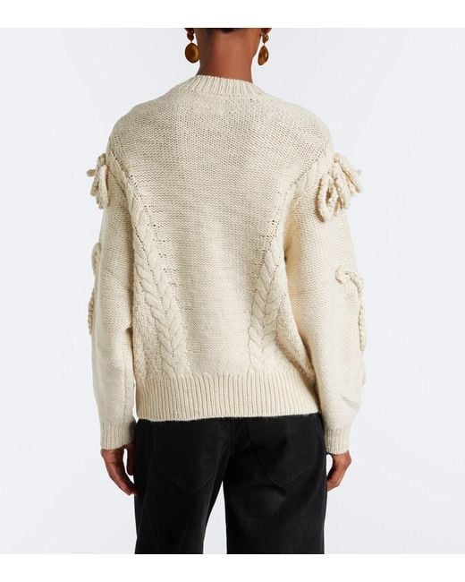 Isabel Marant Natural Katria Cable-Knit Fringed Wool-Blend Sweater
