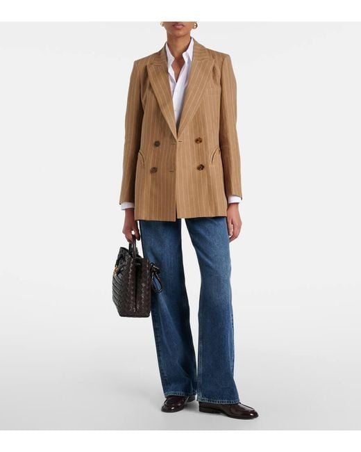Blazé Milano Brown Heretique Pinstripe Linen Blazer