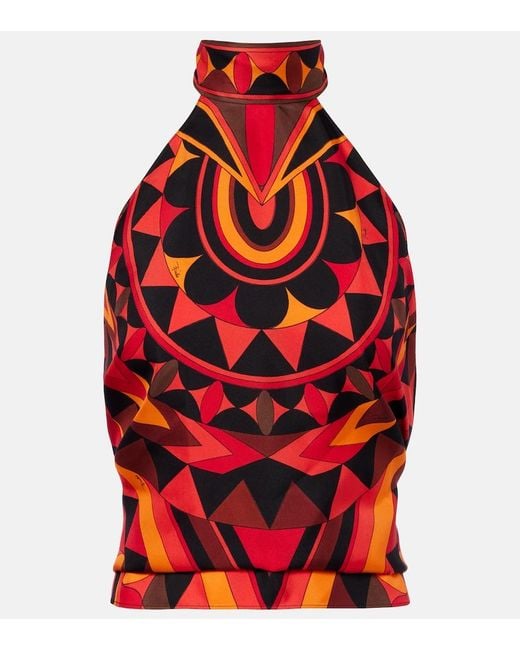 Emilio Pucci Red Manuba Silk Twill Top