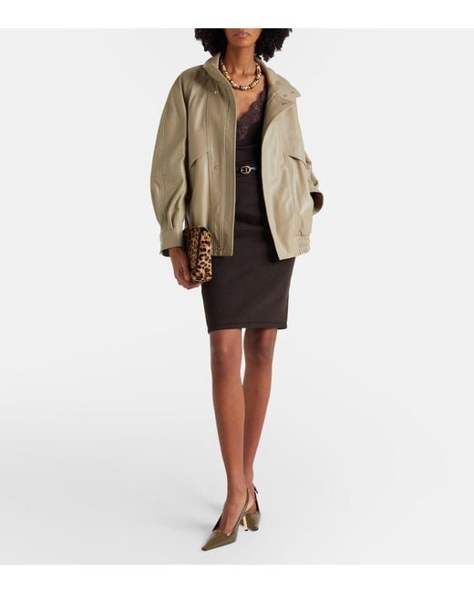 Nour Hammour Brown Ariste Leather Bomber Jacket