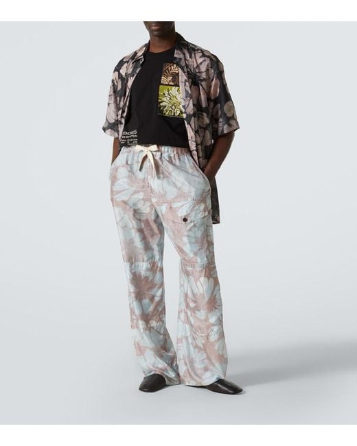 Dries Van Noten Black Cotton Jersey T-Shirt With Print for men