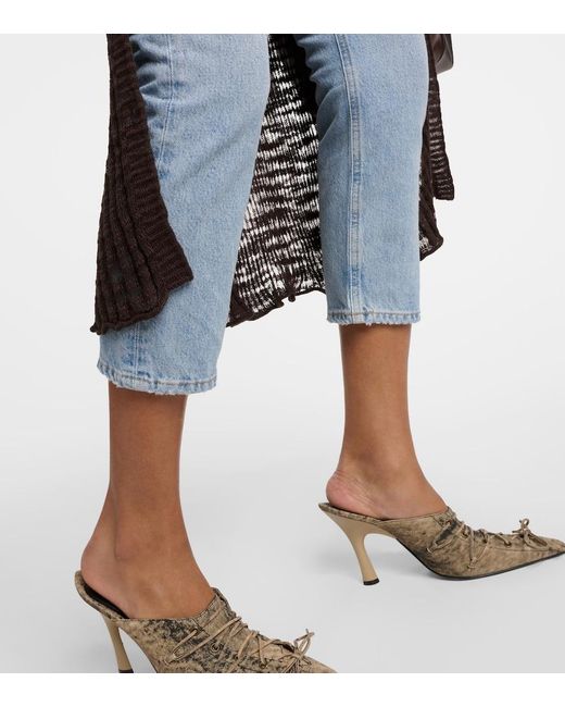 Agolde Blue Riley High-Rise Cropped Straight Jeans