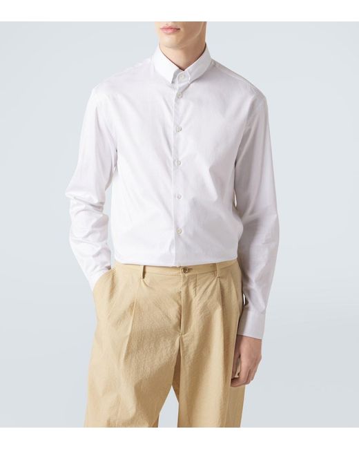 Giorgio Armani White Archivio Pinstripe Cotton Shirt for men