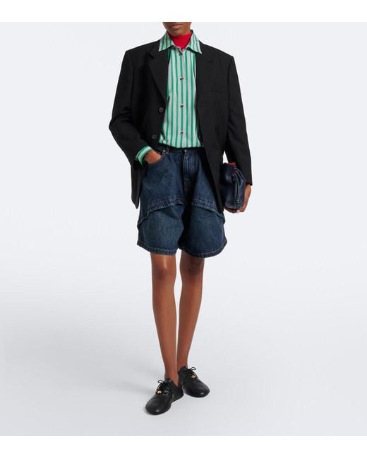 Bermudas De Denim Con Paneles Loewe de color Blue