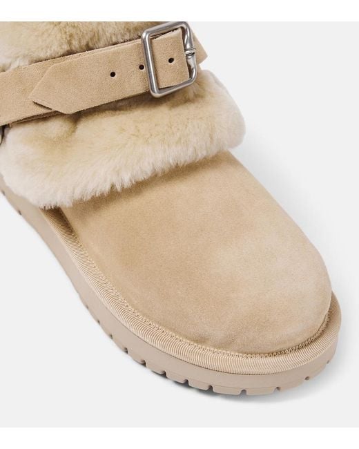 Burberry Natural Shearling-Trimmed Suede Ankle Boots