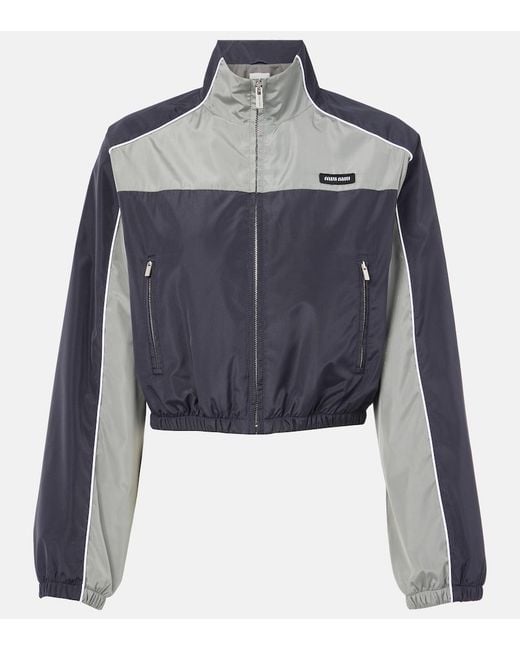 Miu Miu Gray Technical Cropped Track Jacket