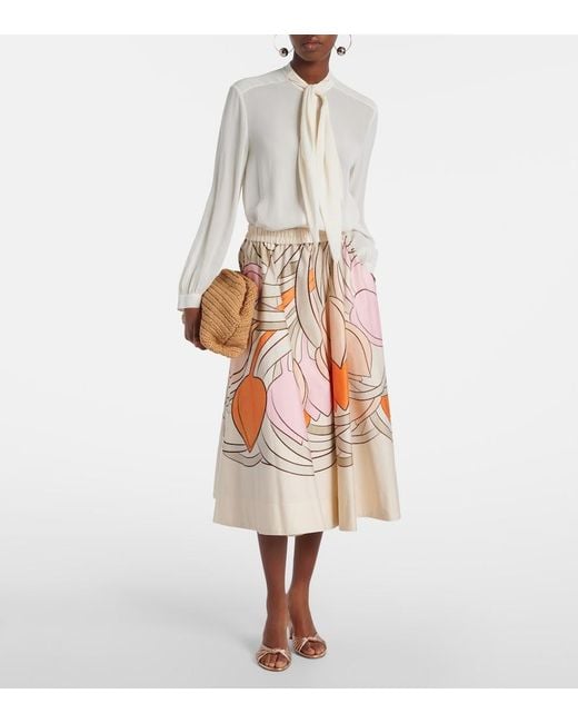 LaDoubleJ Multicolor Ballerina Floral Cotton Midi Skirt