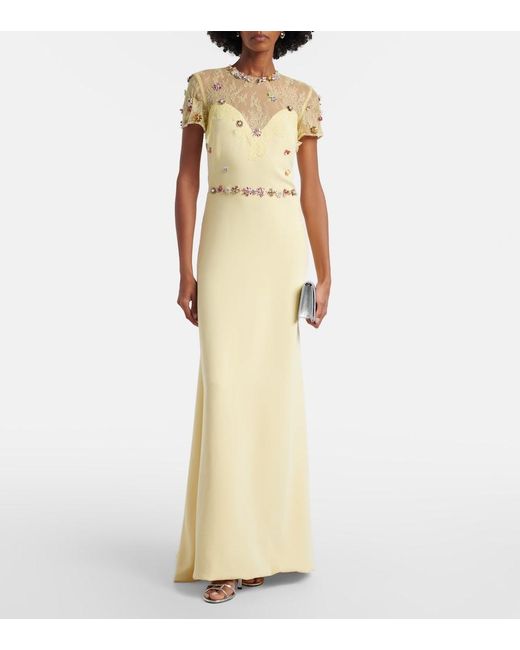 Costarellos Metallic Embellished Sequined Crepe Gown