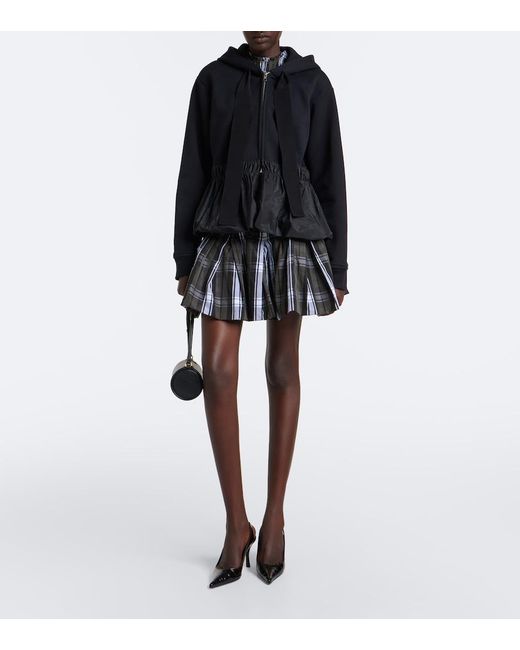 Patou Black Peplum Cotton Zip-Up Hoodie