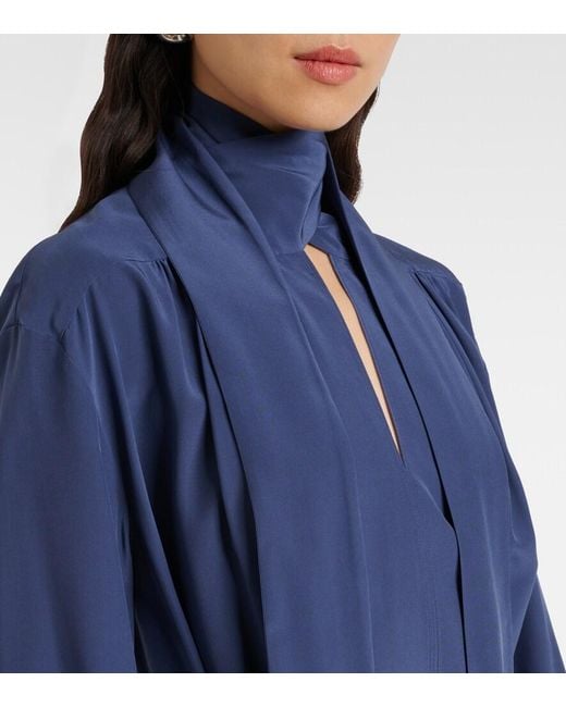 Robe Midi Bolero En Crepe De Soie Joseph en coloris Blue