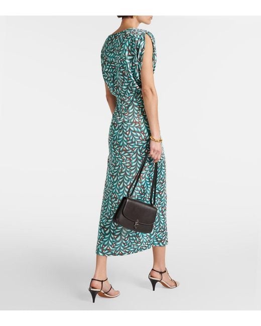 Diane von Furstenberg Green Williams Printed Jersey Midi Dress