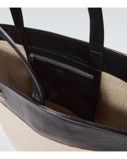 AMI White Canvas Leather-trimmed Tote Bag for men