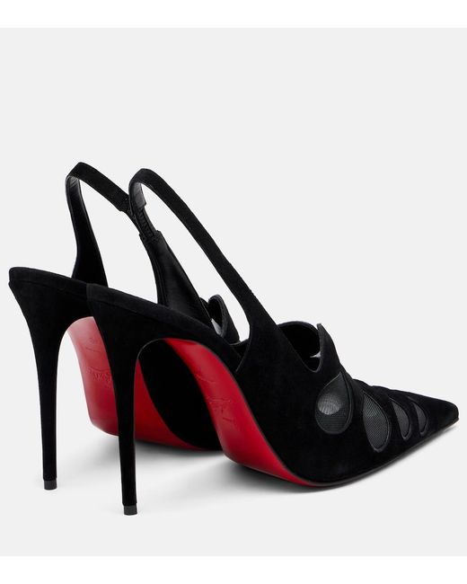 Christian Louboutin Black Circus Max Suede And Mesh Slingback Pumps