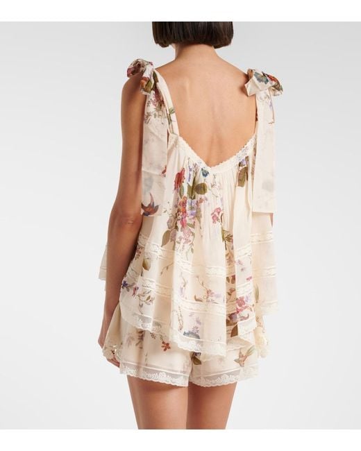 Zimmermann Natural Patience Floral Cotton And Silk Top