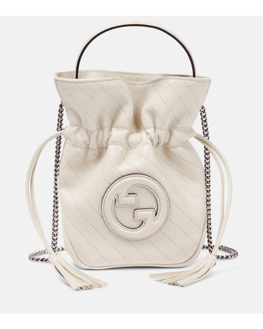 Gucci Natural Bucket-Bag Blondie Mini aus Leder