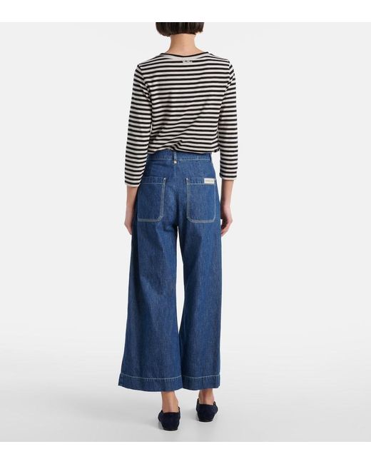Max Mara Blue High-Rise Wide-Leg Jeans Paul