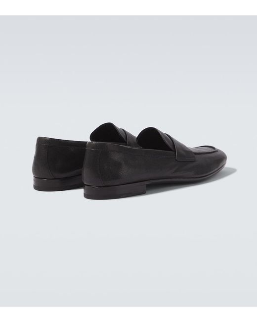 Prada Black Leather Penny Loafers for men