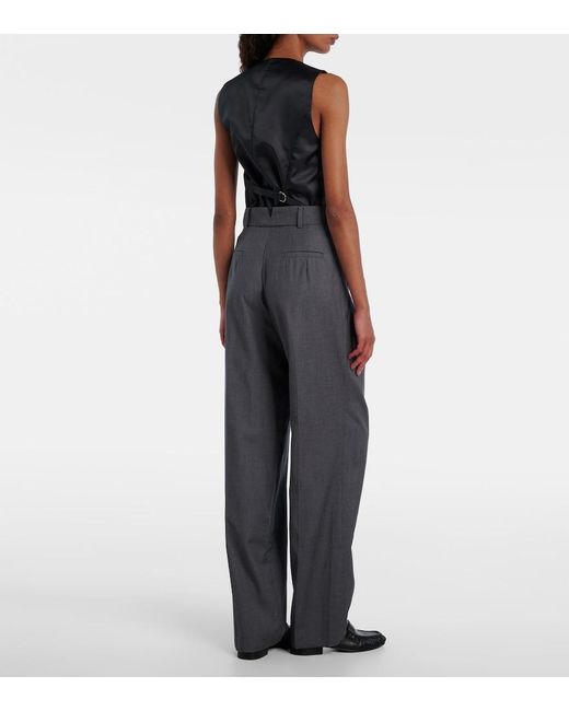 Frankie Shop Gray Gelso High-rise Wide-leg Pants