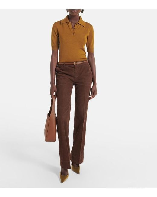 Saint Laurent Brown Cassandre Extra-Slim Leather Belt