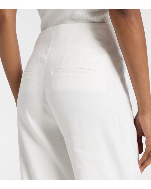 Veronica Beard White Jude Linen-Blend Wide-Leg Pants