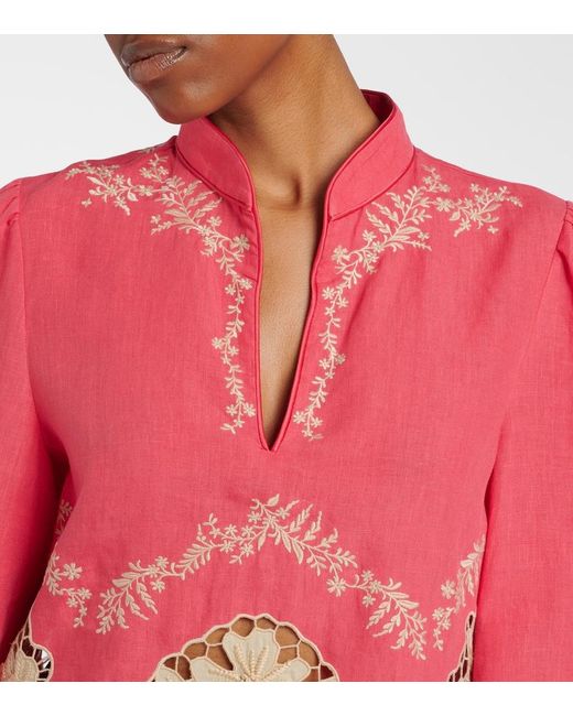 Valentino Pink Embroidered Linen Shirt