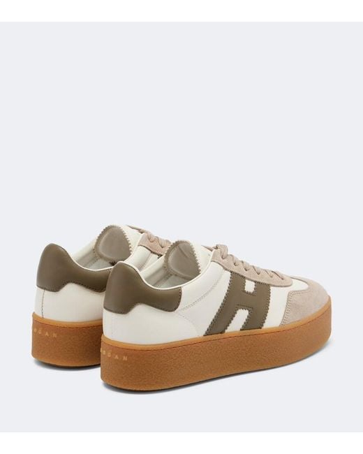 Hogan Natural Cool Suede-Trimmed Leather Platform Sneakers