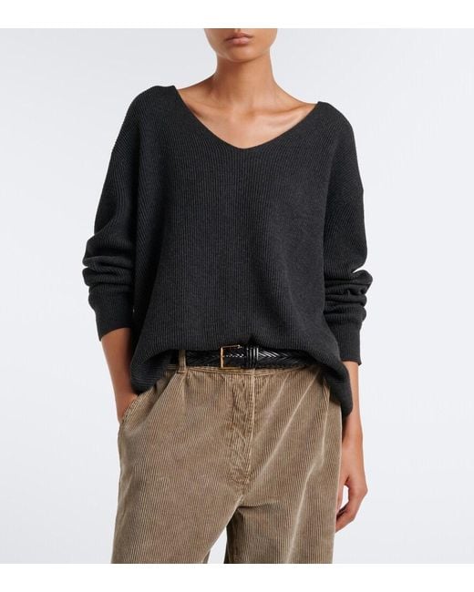 The Row Black Cotton And Cashmere Sweater