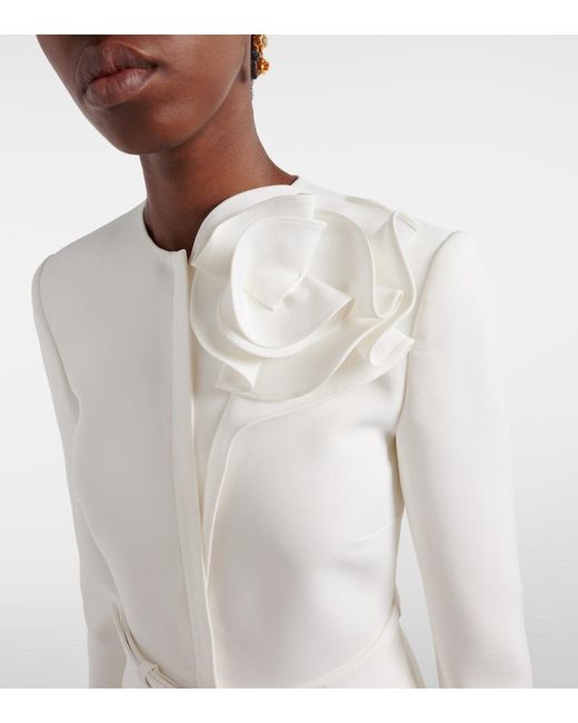 Roland Mouret White Floral-Applique Crepe Jacket