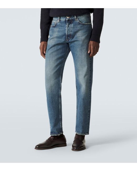 Thom Sweeney Blue Mid-Rise Straight Jeans for men