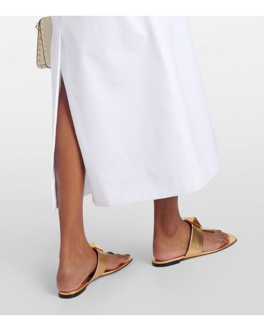 Falda larga de popelin de algodon Valentino de color White