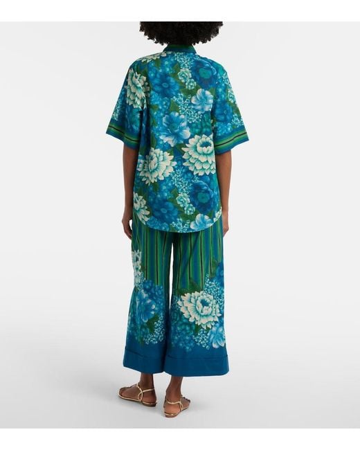 ALÉMAIS Green Margo Printed Cotton Wide-Leg Pants